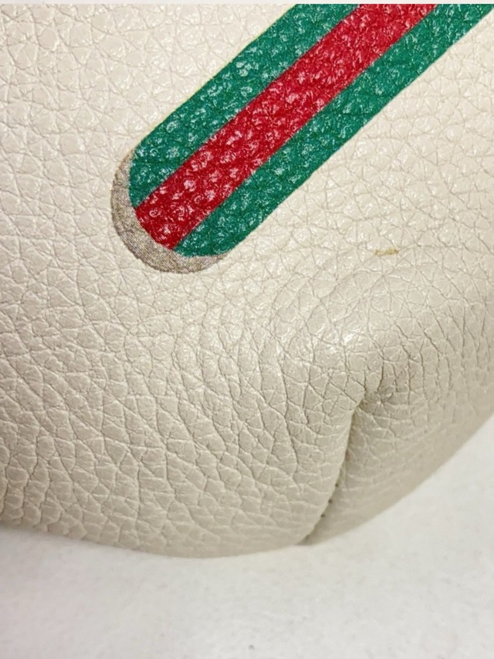 Gucci Cream Leather Belt Bag with Green-Red Web and Navy-Red Strap - Picture 2 of 11